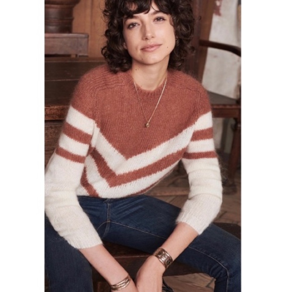 Sézane Joy Jumper, ecru/caramel, small